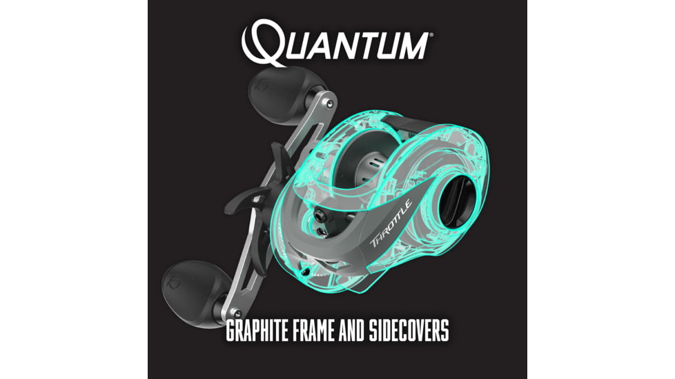Quantum Throttle Baitcast Reel, 7 + 1 Ball Bearings w/ a Smooth and ful 6.6-1 Ratio, Zero Friction Pinion, DynaMag Cast Control, and Oversized Non-Slip Handle Knobs, TH100SC.BX3