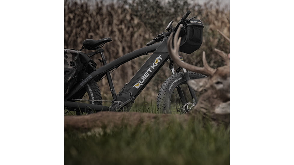 QuietKat Ambush 750W Electric Bike, w/ Mid-Drive Motor, Chain Drive, 8 Speed, Suspension Fork, Mechanical Disc Brakes, Black, One Size Fits Most, 18QKM750CCHM-BLK