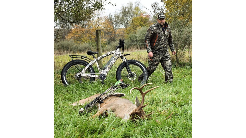 QuietKat Ambush 750W Electric Bike, w/ Mid-Drive Motor, Chain Drive, 8 Speed, Suspension Fork, Mechanical Disc Brakes, Camo, One Size Fits Most, 18QKM750CCHM-CAM