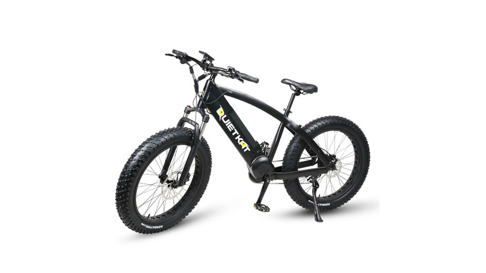 QuietKat Ranger 750W Electric Bike, w/ Rear Hub Motor, Chain Drive, 7 Speed, Suspension Fork, Mechanical Disc Brakes, Black, One Size Fits Most, 18QKH750CCS-B