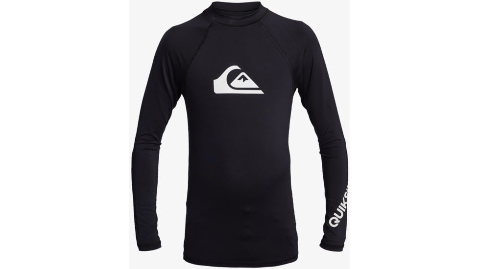 Quiksilver All Time Long Sleeve UPF 50 Rashguard Tee - Boys, Black, Medium/12, EQBWR03128-KVJ0-M/12