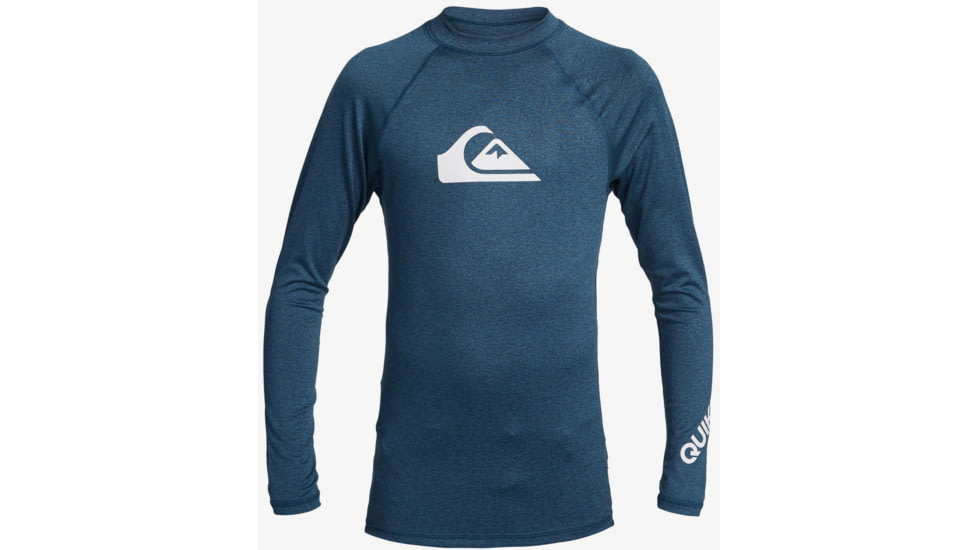 Quiksilver All Time Long Sleeve UPF 50 Rashguard Tee - Boys, Majolica Blue Heathe, Medium/12, EQBWR03128-BSMH-M/12