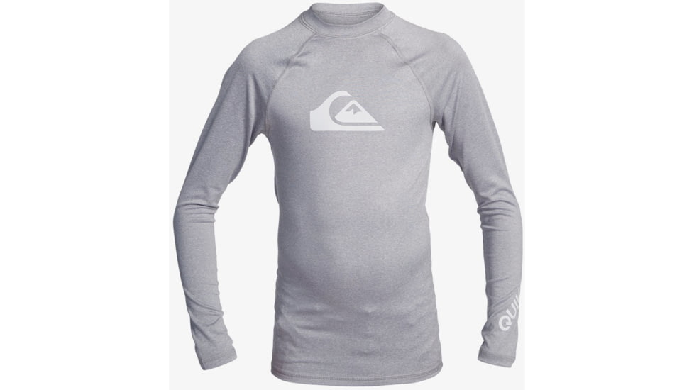 Quiksilver All Time Long Sleeve UPF 50 Rashguard Tee - Boys, Sleet Heather, Medium/12, EQBWR03128-SZPH-M/12