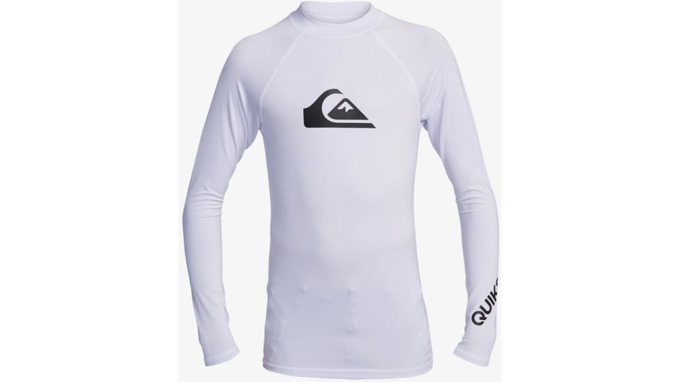 Quiksilver All Time Long Sleeve UPF 50 Rashguard Tee - Boys, White, Large/14, EQBWR03128-WBB0-L/14