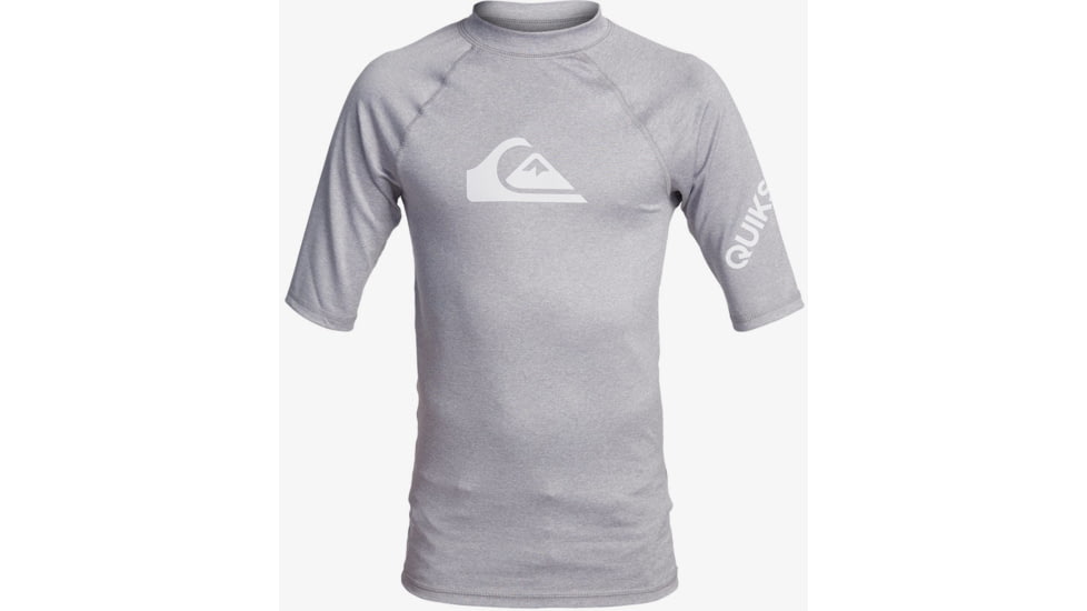 Quiksilver All Time Short Sleeve UPF 50 Rashguard Tee - Boys, Sleet Heather, Medium/12, EQBWR03121-SZPH-M/12