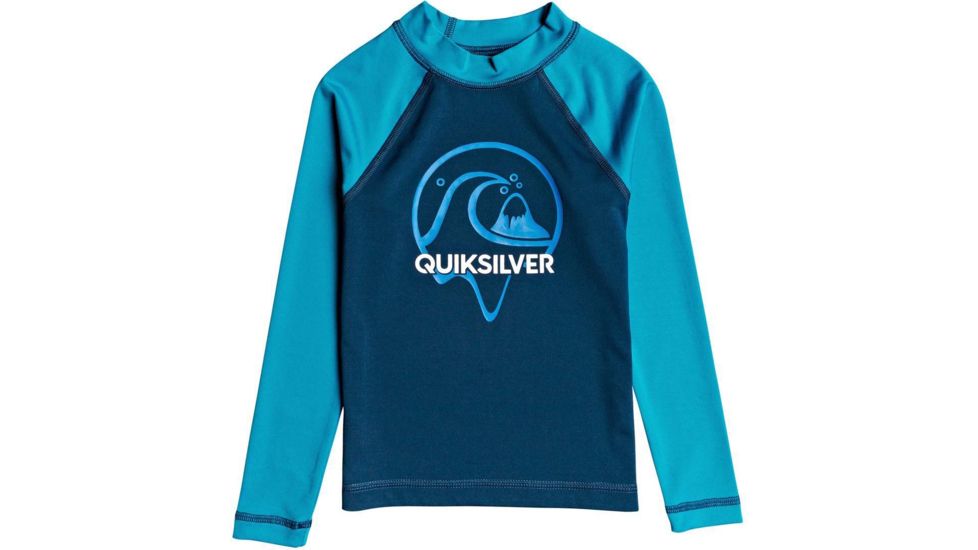 Quiksilver Bubble Dreams Long Sleeve UPF 50 Rashguard Tee - Boys, Caribbean Sea, 4, EQKWR03083-BNZ0-4