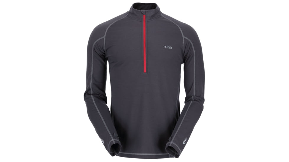 Rab Aeon Plus Zip Long Sleeve Tee - Men's-Beluga/Red-Small