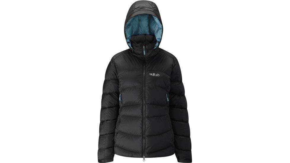 Rab Ascent Jacket - Women's, Black/ Seaglass, Extra Small, QDE-61-BL-08