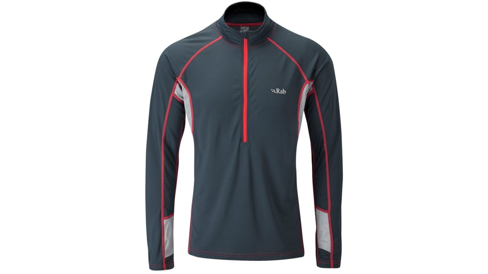 Rab Confluent Long Sleeve Zip Tee - Mens-Ebony-Large