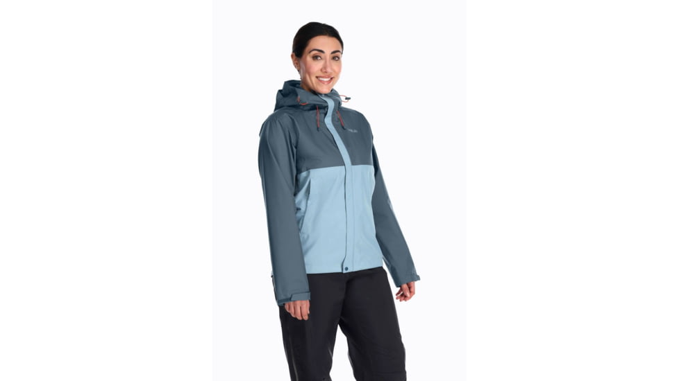 Rab Downpour Eco Jacket - Womens, Orion Blue/Citadel, 10, QWG-83-OBC-10