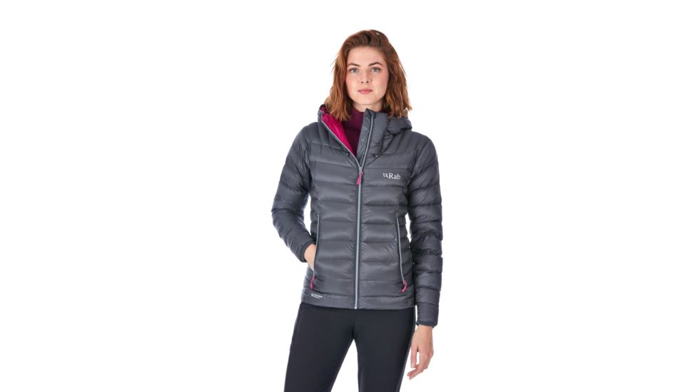 Rab Electron Jacket - Womens, Graphene/Peony, 14, QDN-54-GP-14