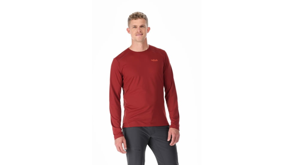 Rab Force Long Sleeve Tee - Mens, Oxblood Red, Extra Large, QBL-07-OXB-XLG