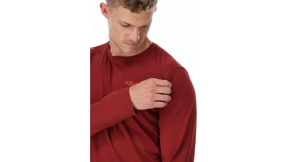 Rab Force Long Sleeve Tee - Mens, Oxblood Red, Extra Large, QBL-07-OXB-XLG