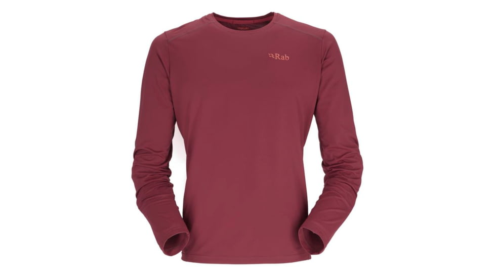 Rab Force Long Sleeve Tee - Mens, Oxblood Red, Extra Large, QBL-07-OXB-XLG