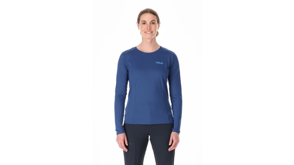 Rab Force Long Sleeve Tee - Womens, Nightfall Blue, 8, QBL-08-NFB-08