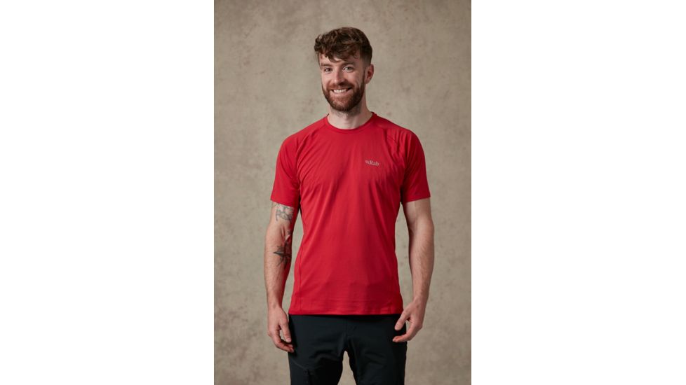 Rab Force Short Sleeve Tee - Men's, Cayenne, Large, QBU-55-CY-L