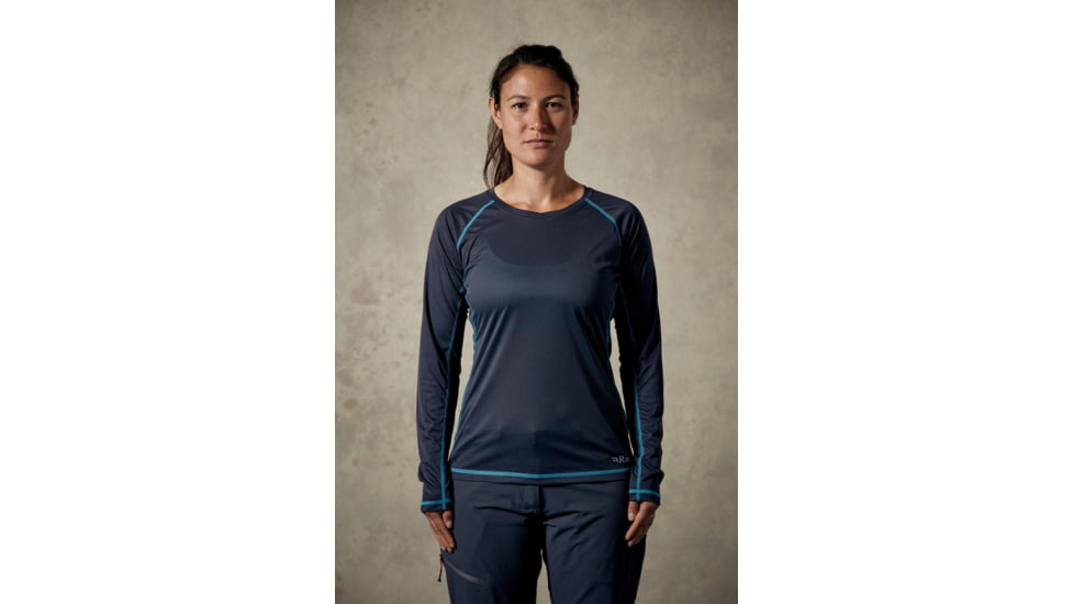 Rab Interval Long Sleeve Tee - Womens, Ebony, 16, QBU-41-EB-16