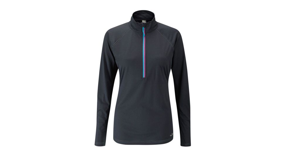 Rab Interval Long Sleeve Zip Tee - Womens, Ebony, 16, QBT-78-EB-16