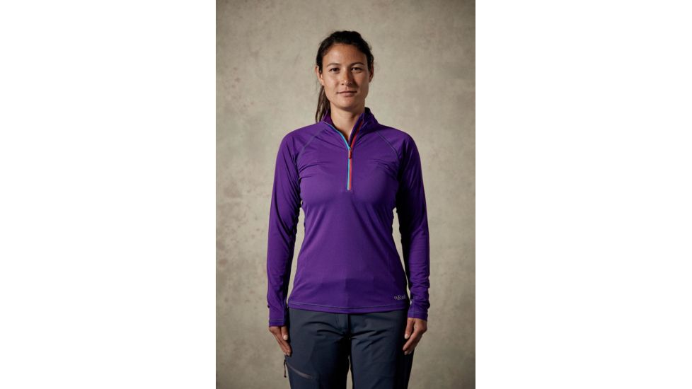 Rab Interval Long Sleeve Zip Tee - Womens, Nightshade, 16, QBT-78-NI-16