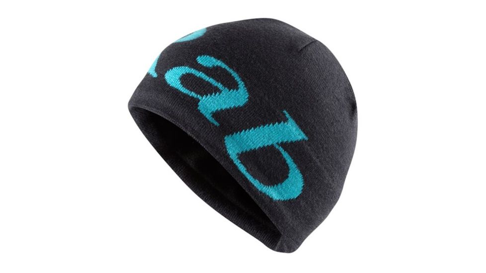 Rab Logo Beanie - Mens, Ebony/Seaglass, One size, QAA-09-ES-U