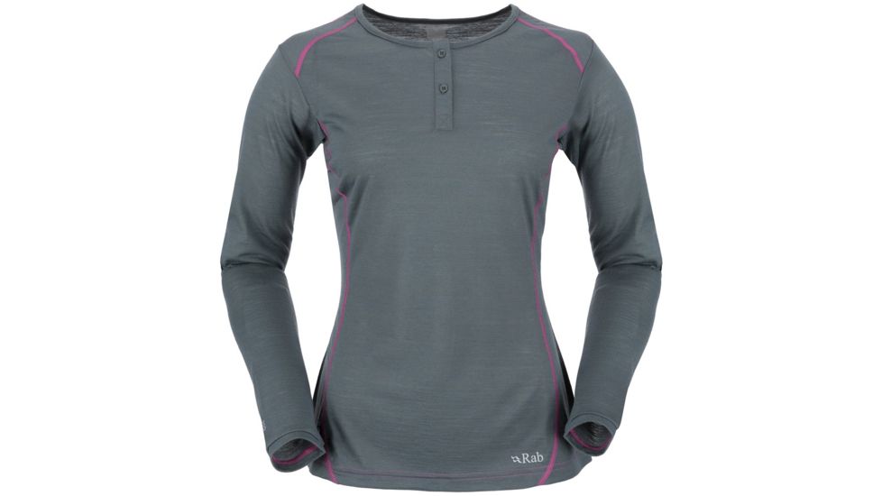 DEMO, Rab Womens MeCo 140 Long Sleeve Tee, Smoke, 12, QBT-45-SM-12-DEMO