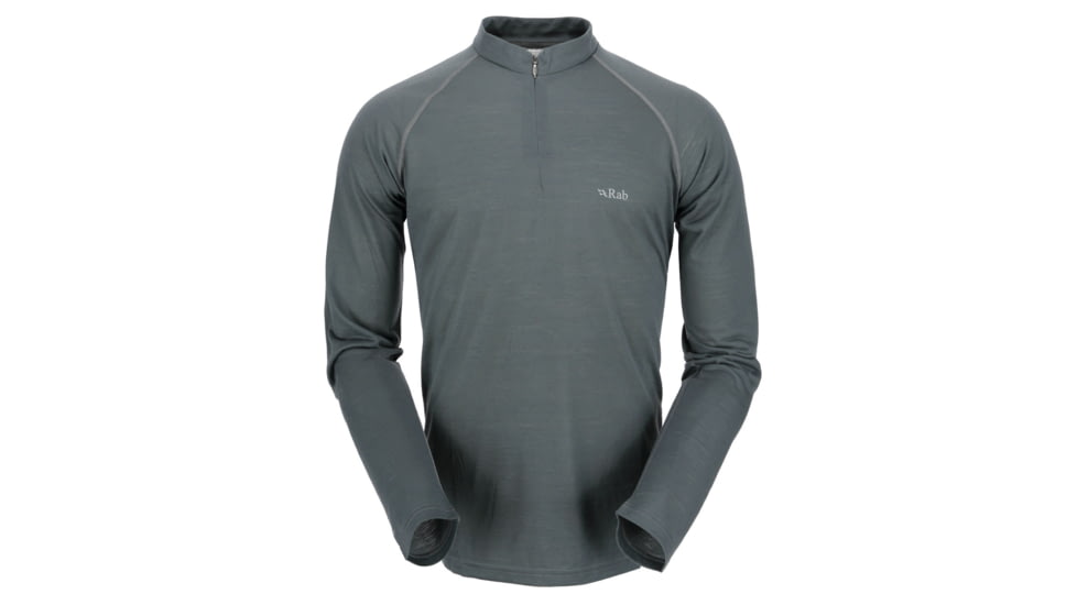 DEMO, Rab Mens MeCo 140 Long Sleeve Zip Tee, Smoke, Large, QBT-44-SM-L-DEMO