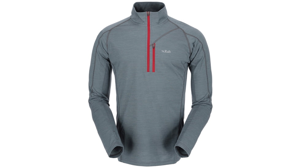 Rab MeCo 190 Long Sleeve Zip Tee - Mens-Smoke-Large