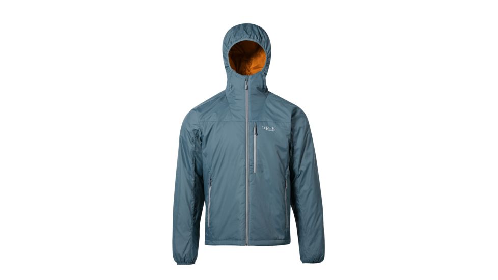 Rab Men's Endurance X Hoodie, Blue Steel/Burnt Orange, Small, QXI-22-BO-S