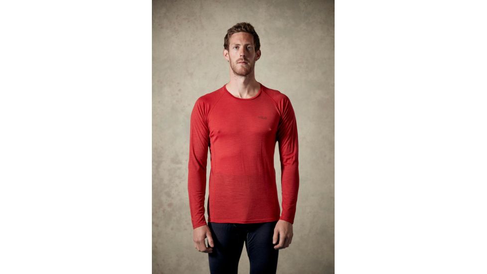 Rab Merino+ 120 Long Sleeve Crew - Mens, Cayenne, 2X Large, QBU-17-CY-XXL