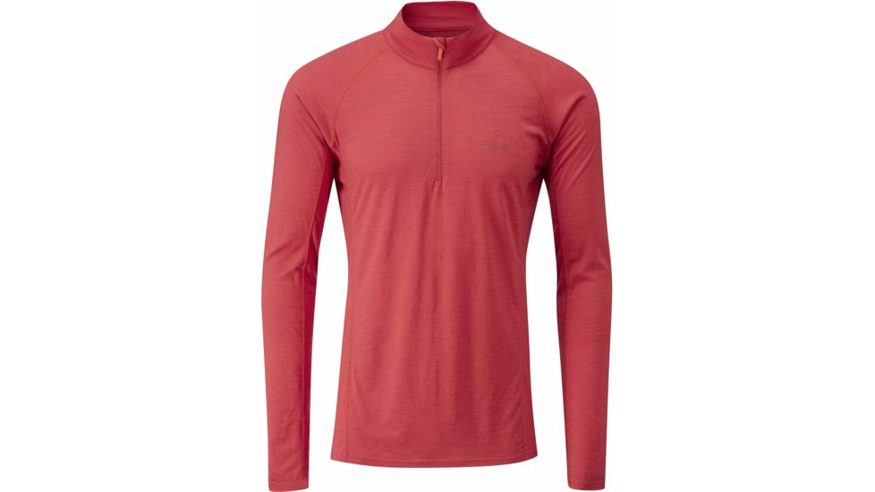 Rab Merino+ 120 Long Sleeve Zip Tee - Men's -Cayenne-Large