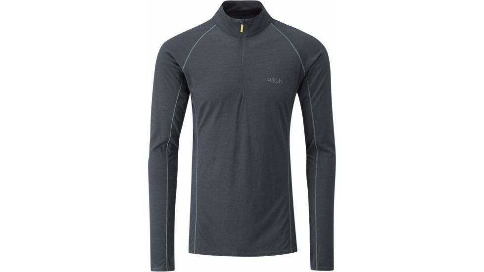 Rab Merino+ 120 Long Sleeve Zip Tee - Men's -Ebony-XX-Large