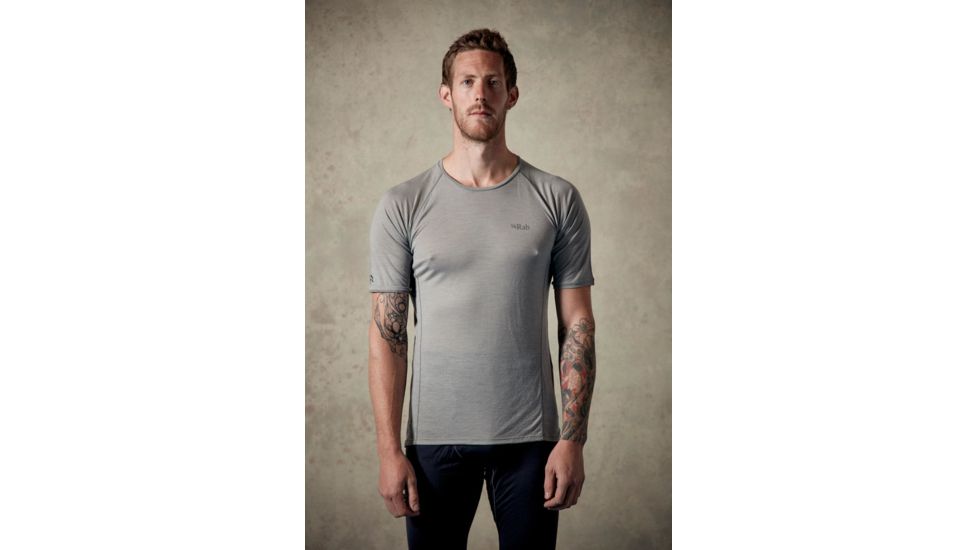 Rab Merino+ 120 Short Sleeve Crew - Mens, Dark Mirage, Extra Small, QBU-15-DM-XS