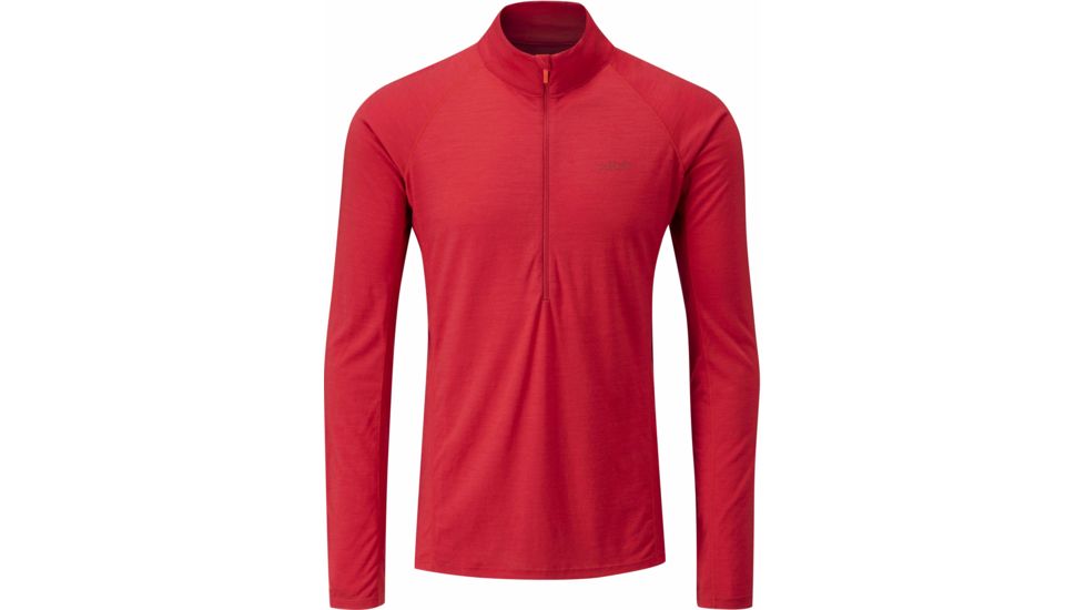 Rab Merino+ 160 Long Sleeve Zip Tee - Men's -Cayenne-Large