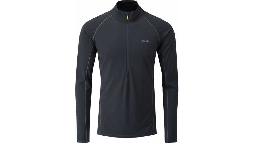 Rab Merino+ 160 Long Sleeve Zip Tee - Men's -Ebony-Small