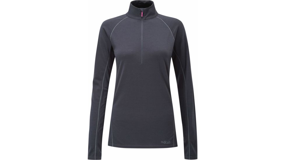 Rab Merino+ 160 Long Sleeve Zip Tee - Women's-Ebony-Small