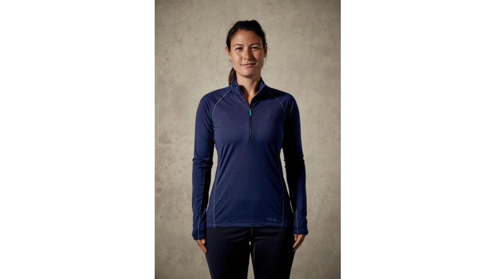 Rab Merino+ 160 Long Sleeve Zip - Womens, Twilight, 14, QBU-31-TW-14