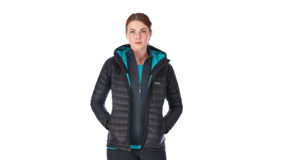 Rab Microlight Alpine Jacket - Women's, 16 UK, Black/Seaglass, QDA-92-BL-16