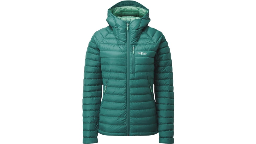 Rab Microlight Alpine Long Jacket - Women's, Atlantis/Cascade, Large, QDA-93-AT-14