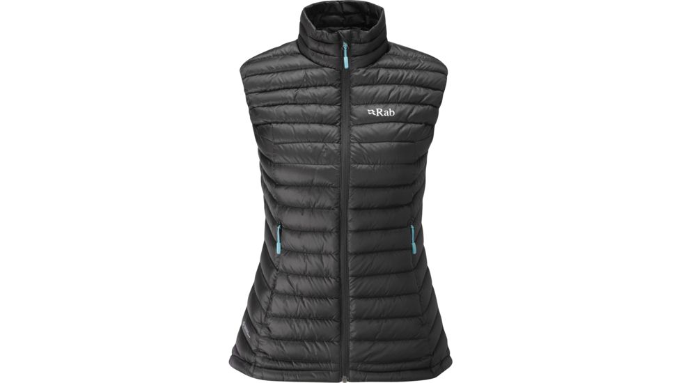 Rab Microlight Vest - Women's, Black/Sea Glass, XL, 16, QDA-67-BK-16