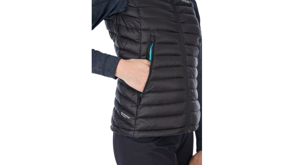 Rab Microlight Vest - Womens, Black/Seaglass, 14, QDA-97-BL-14