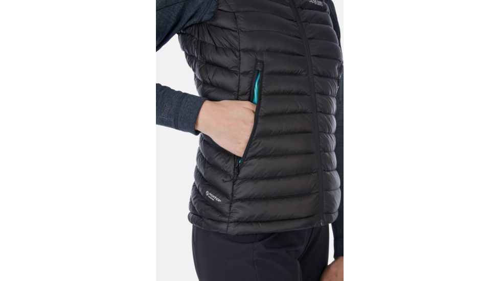 Rab Microlight Vest - Womens, Black/Seaglass, Extra Small, QDA-97-BL-08