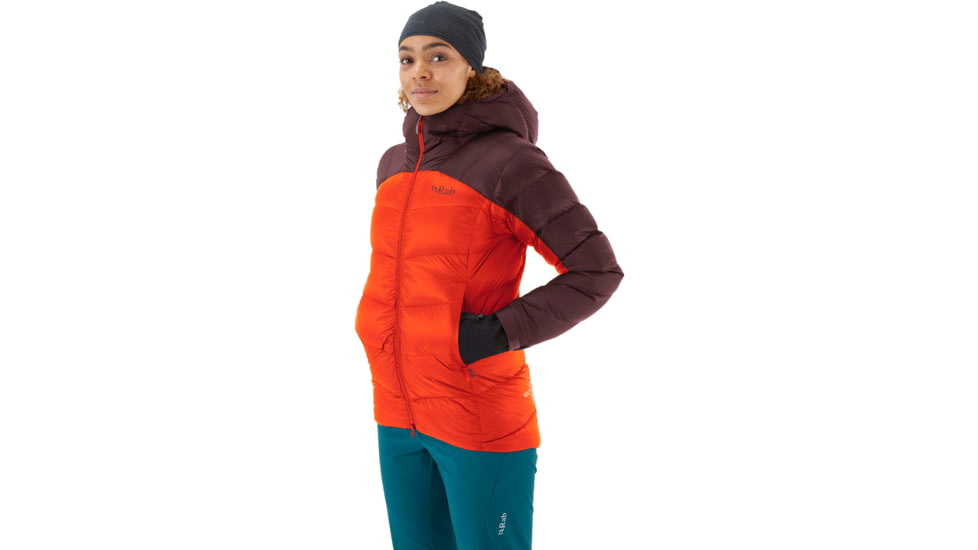 Rab Neutrino Pro Jacket - Womens, Deep Heather/Red Grapefruit, Extra Large, QDN-96-DER-16
