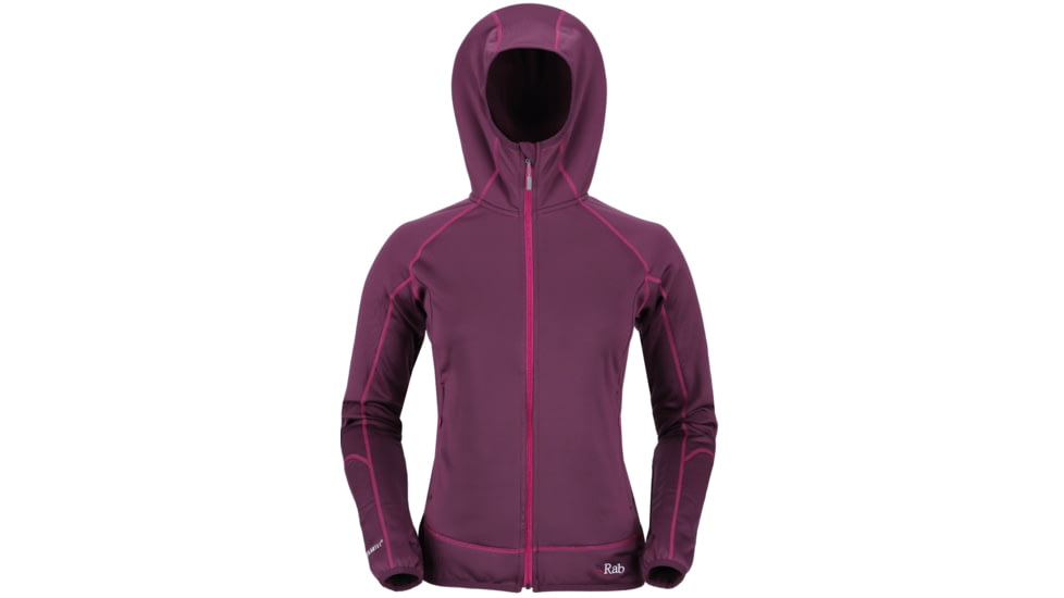 DEMO, Rab Womens Power Stretch Hoodie, Aubergine, 12, QFE-48-AU-12-DEMO