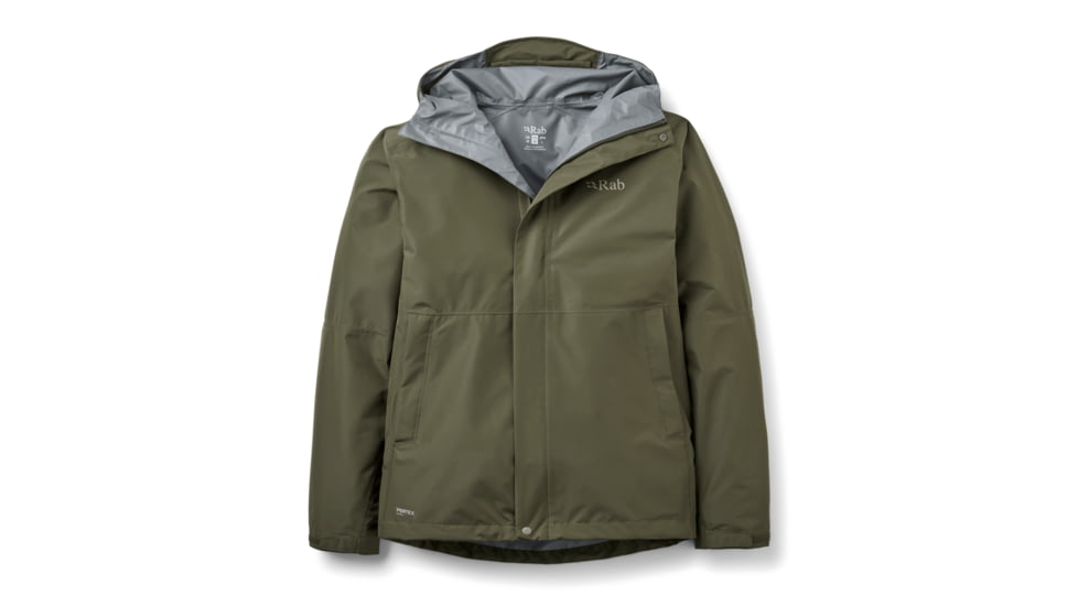 Rab Downpour Jacket - Man's, Army, 2XL, QWI-06-ARM-XXL