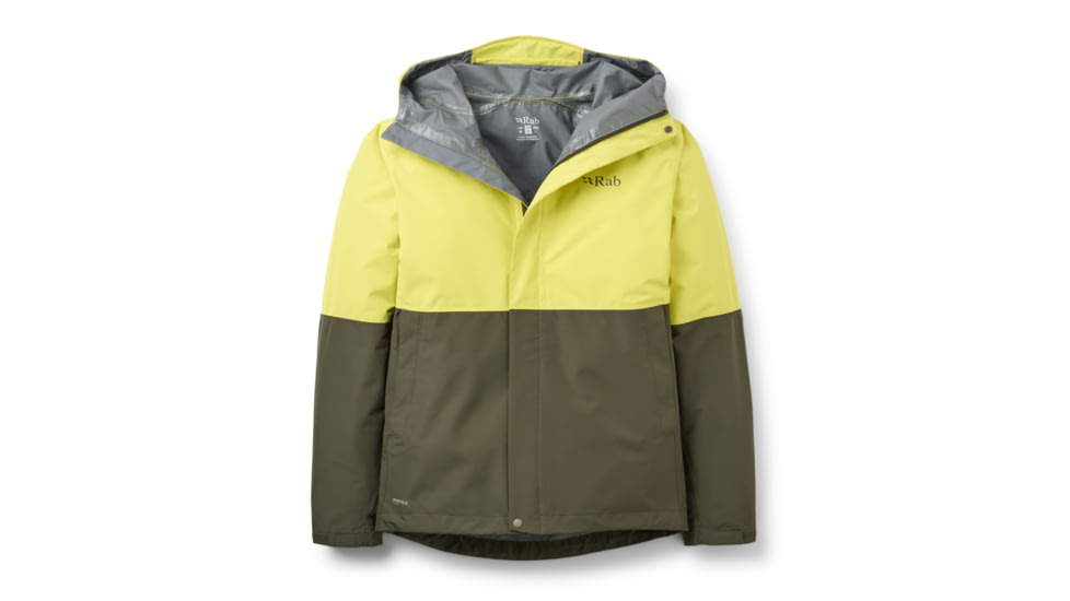 Rab Downpour Waterproof Jacket - Men's, Pollen/Army, Extra Large, QWI-06-PAR-XLG