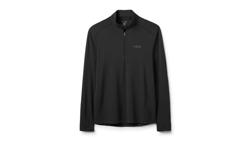 Rab Force Long Sleeve Zip - Men's, Black, Large, QCC-39-BLK-LRG