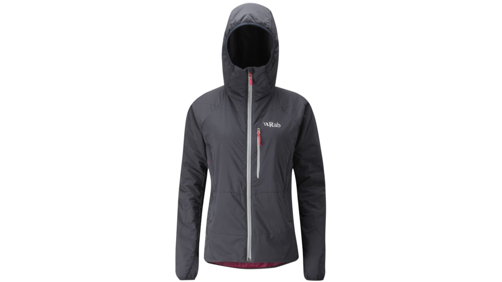 Rab Strata Hoodie - Women's, Ebony/Fushia, Large, EBONY-FUSHIA-LARGE