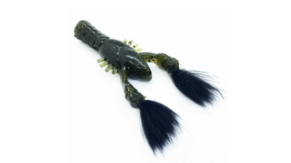 Rabid Baits Rabid Craw Crayfish, 3in, Green Pumpkin Black, RC3-011