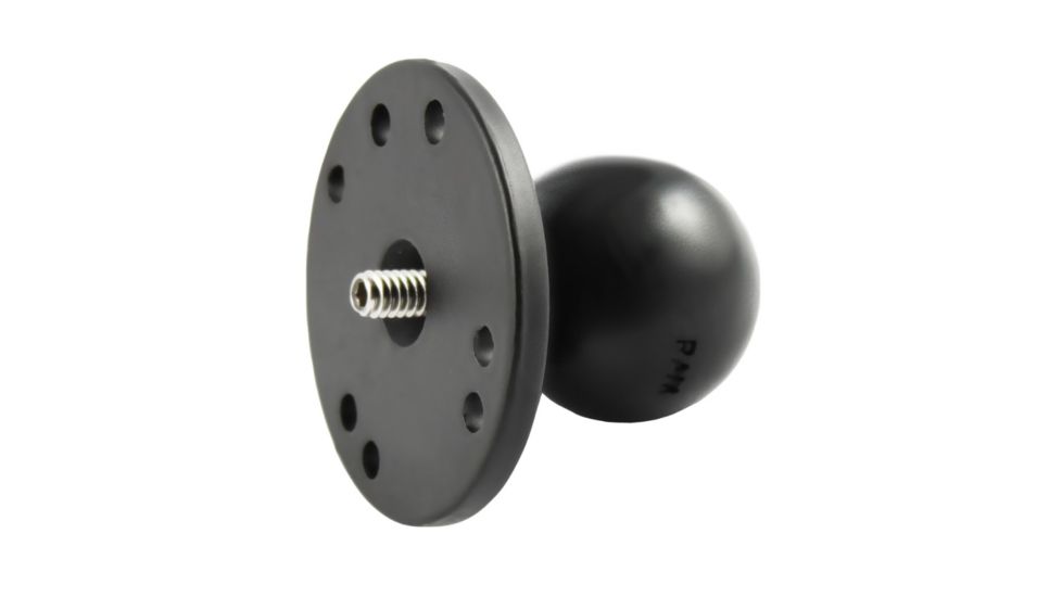 Ram Mounts 2.5in Round Base AMP Hole Pattern,1.5 in Ball,1/4-20 Thread Male Post, Black, RAM-202AU