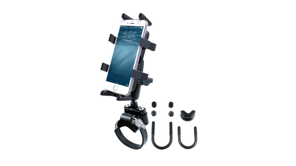 Ram Mounts Combination Strap Roll Bar Mount w/ Universal Finger-Grip Cradle, Black, RAM-B-149Z-2-UN4